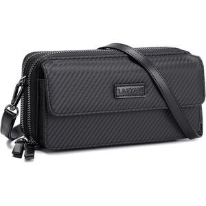 Women Carbon Black Imported Faux Leather Crossbody Purse With Phone Pocket Bag